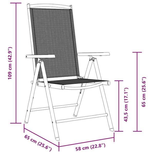 Hopfällbara trädgårdsstolar 6 st textilen svart