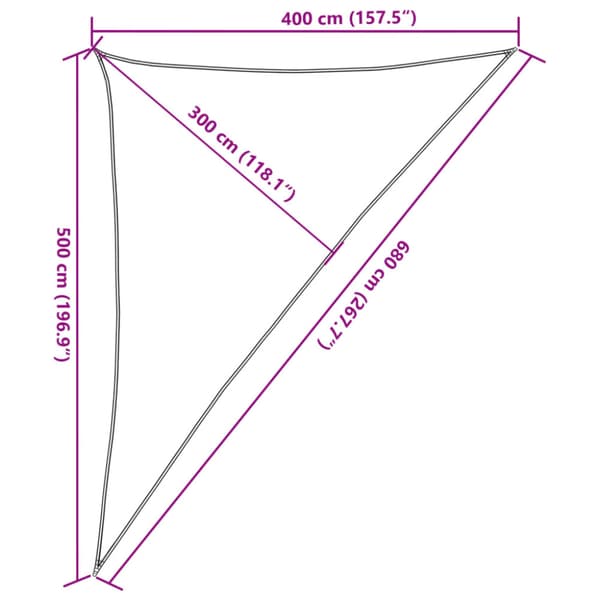 Solsegel 160 g/m² triangulär ljusgrå 4x5x6,8 m HDPE
