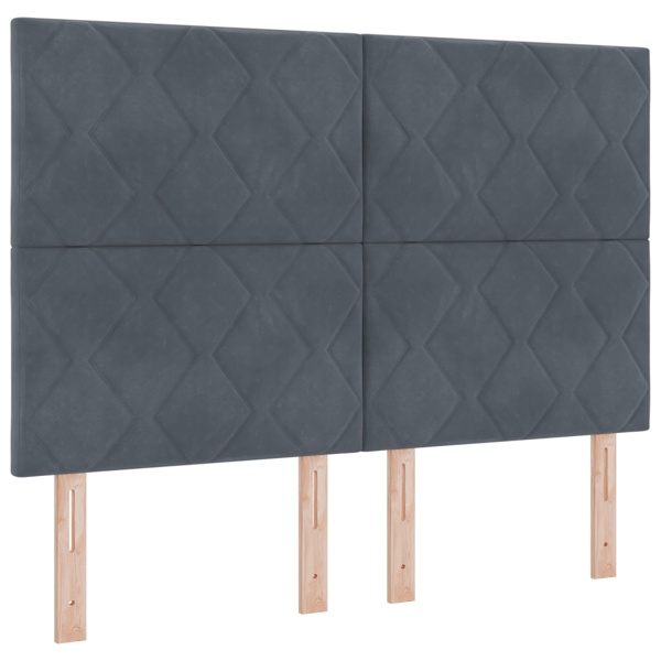 Bäddfjäder med huvudgavel Mörkgrå 200 x 140 cm Sammet