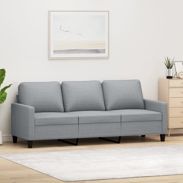 3-sitssoffa ljusgrå 180 cm tyg