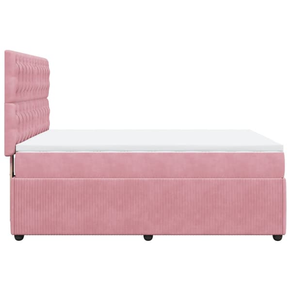 Ramsäng med madrass rosa 160x200 cm sammet
