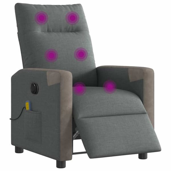 Elektrisk massagefåtölj mörkgrå tyg
