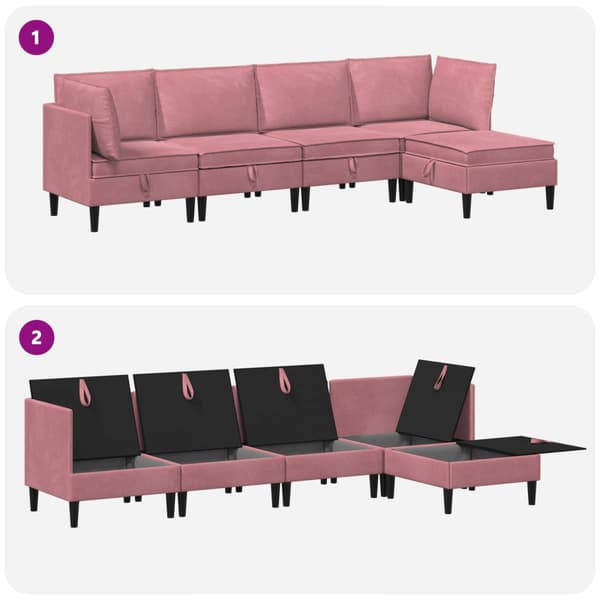 Möbelset för vardagsrummet med kudde 5 pcs Rosa Sammet