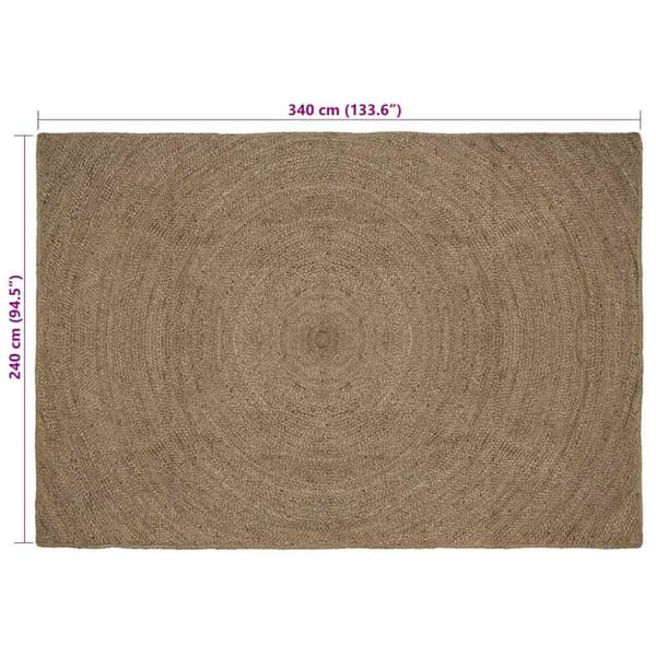 Områdesmattor Rektangulär Grå 240 x 340 cm Jute