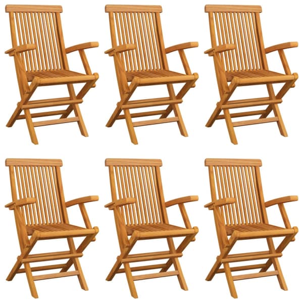 Trädgårdsstolar med blåa dynor 6 st massiv teak