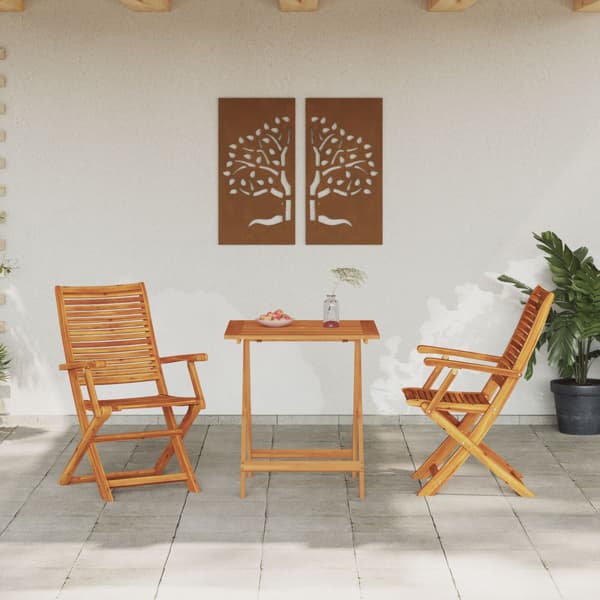 Fällbart bistroset 3 pcs Brun Massivt Akaciaträ