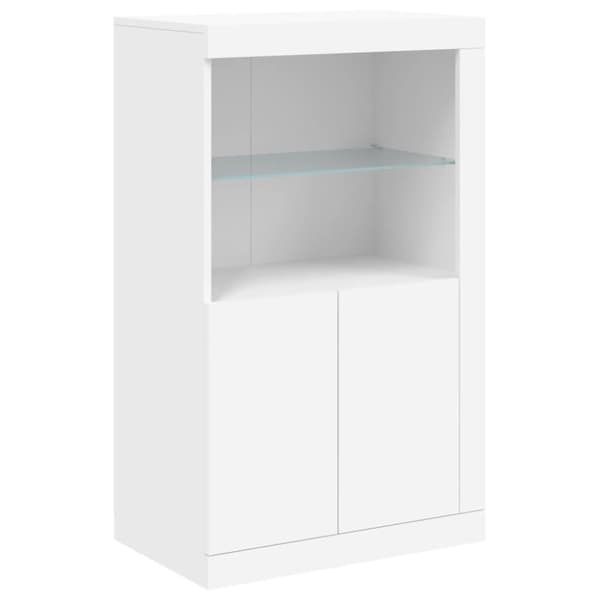 Skänk med LED-belysning vit 202x37x100 cm