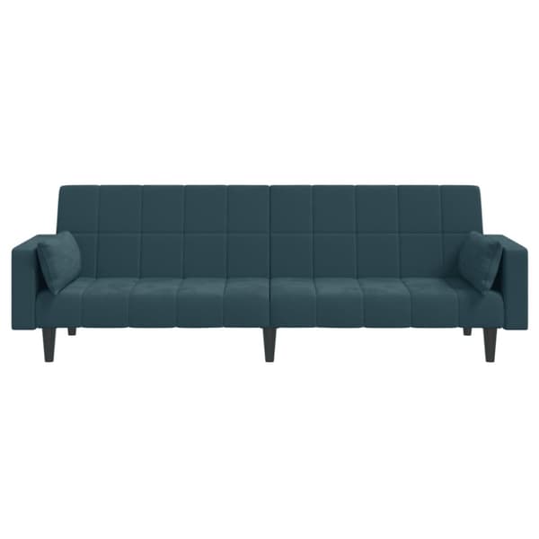 Bäddsoffa 2-sits med två kuddar blå sammet