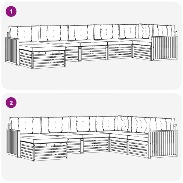 Utomhussoffset med kudde 7 pcs Vit och grädde