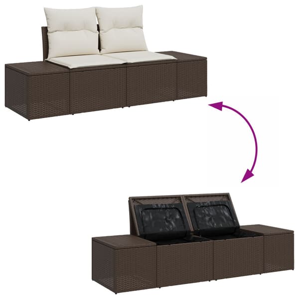 Trädgårdsoffset med lagring 7 pcs Brun Poly rattan