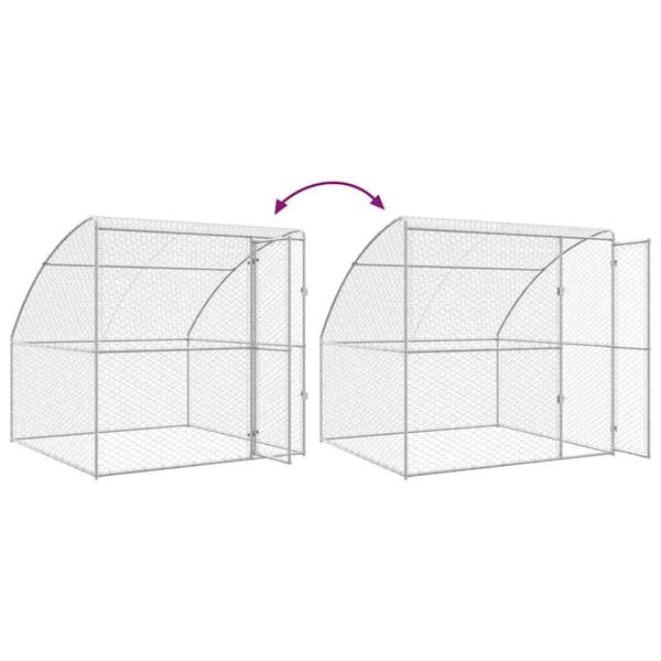 Hundbur med lagring 2 pcs Silver 4 x 2 x 2 m Galvaniserat stål