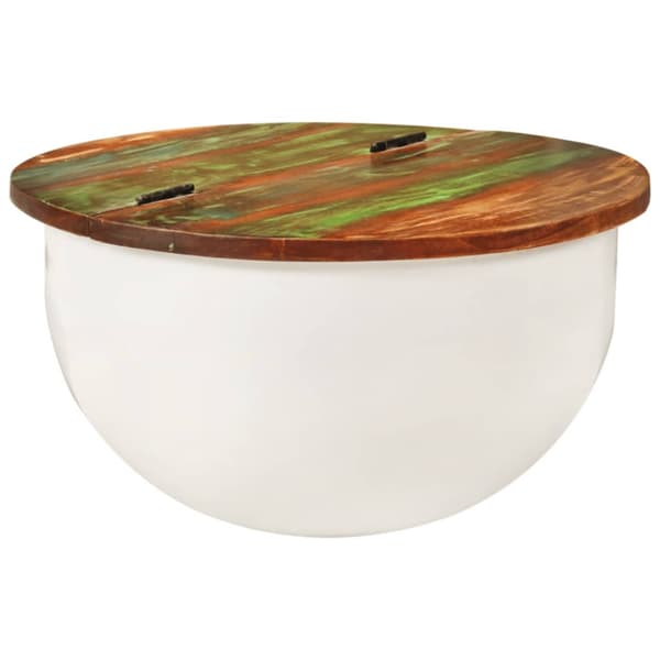 Soffbord vit 50x27 cm massivt återvunnet trä