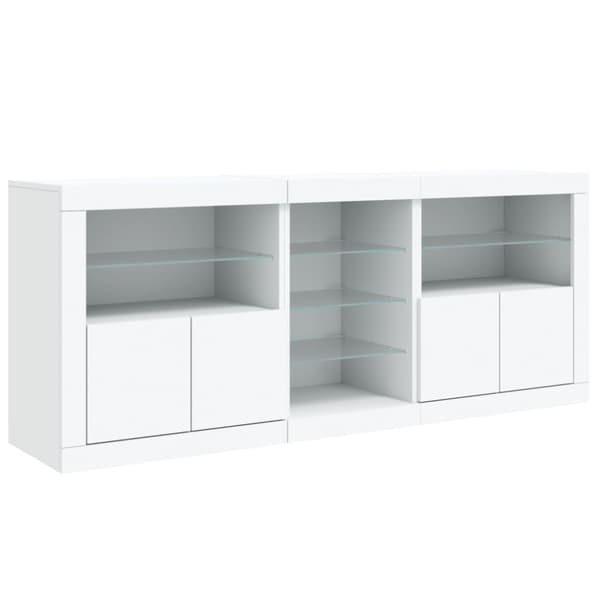 Skänk med LED-belysning vit 181,5x37x67 cm