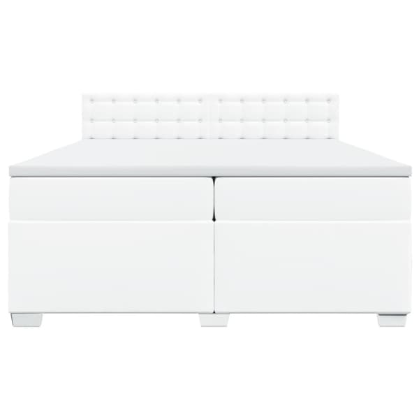 Ramsäng med madrass vit 200x200 cm konstläder
