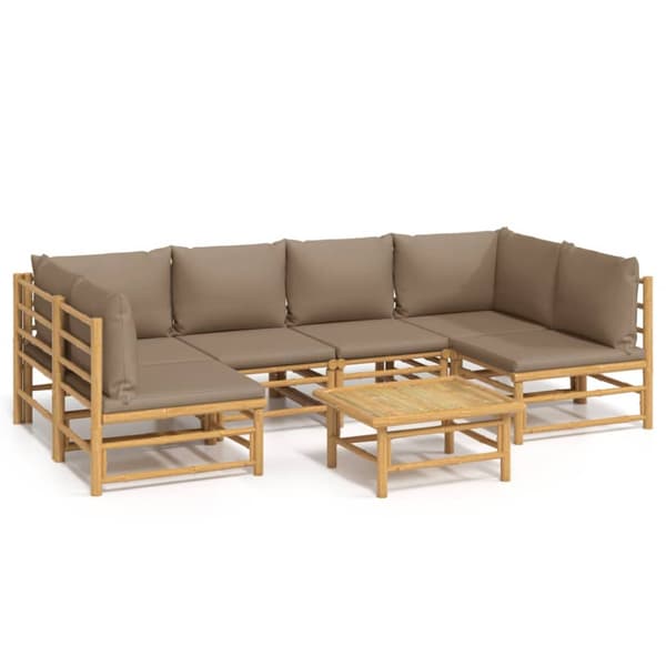 Loungegrupp 7 delar taupe dynor bambu