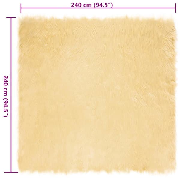 Fuskfäll matta TAFALLA Gräddvit 240 x 240 cm Polyester