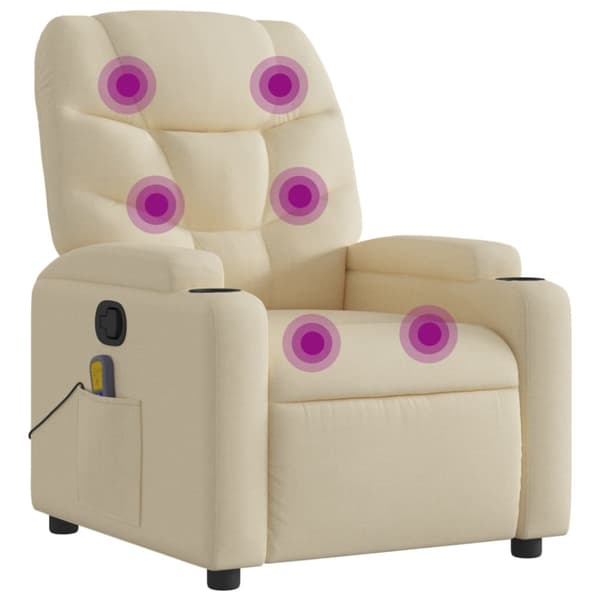 Massagefåtölj krämfärgad tyg