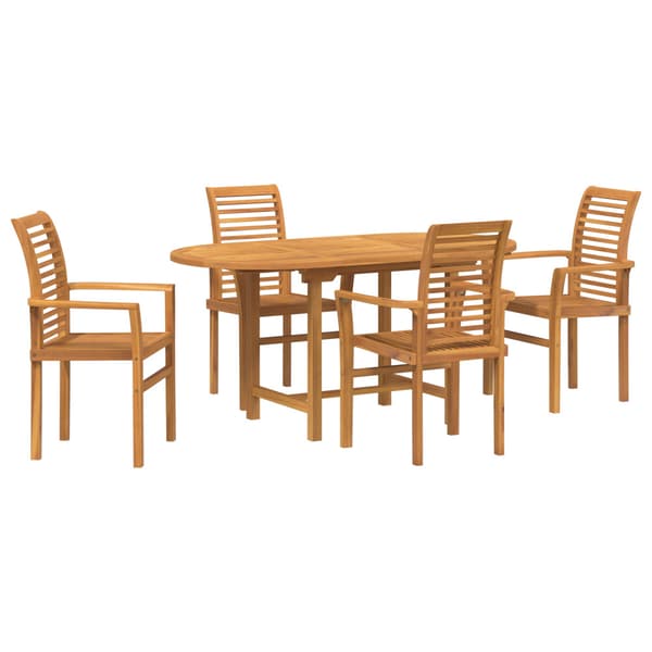 Trädgårdsmöbelset 5 pcs Brun Massivt teakträ
