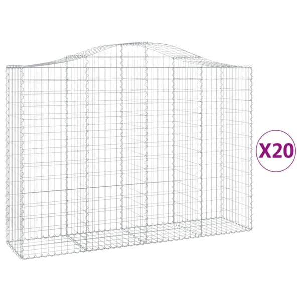 Gabioner bågformade 20 st 200x50x140/160 cm galvaniserat järn