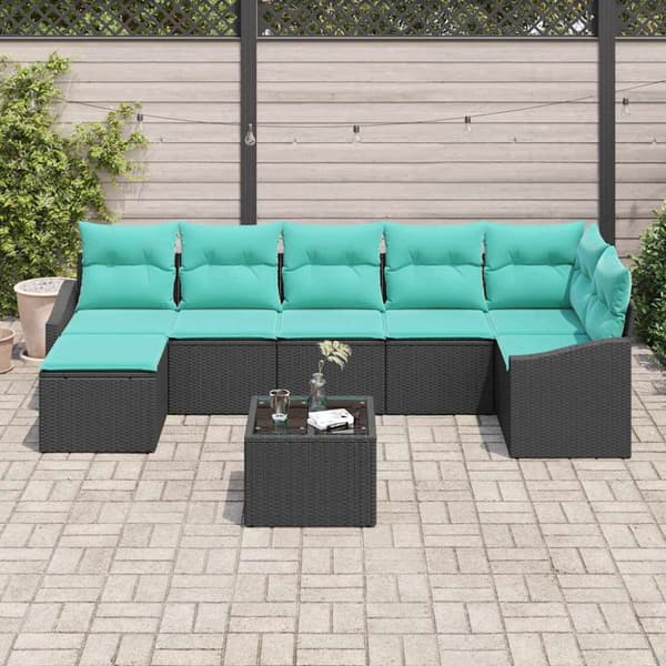 Soffset med kudde 8 pcs Svart konstrotting