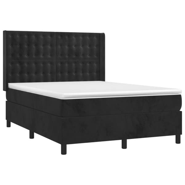 Ramsäng med madrass svart 140x190 cm sammet