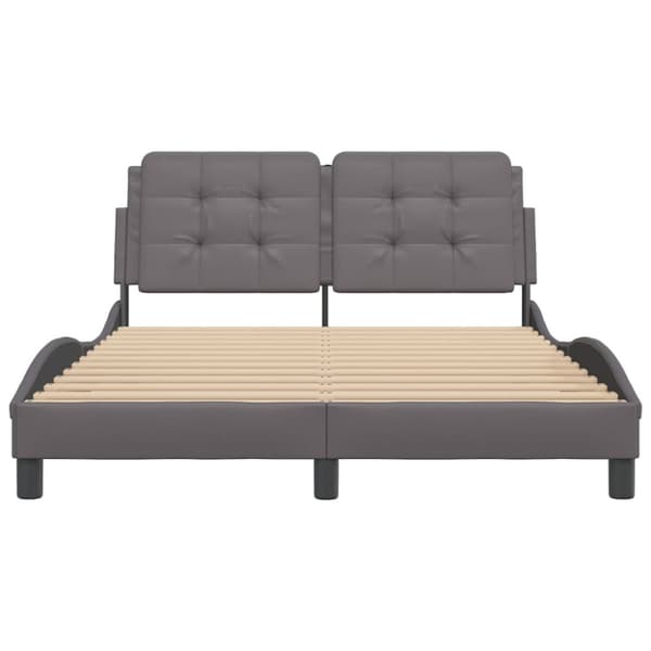 Bed Frame with LED without Mattress "Zadar" Grey 140x200 cm