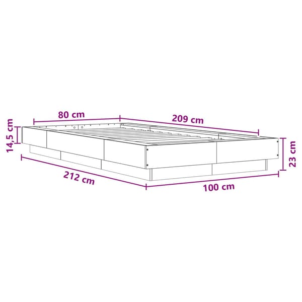 Golvsängsram Vit 80 x 210 cm Konstruerat trä