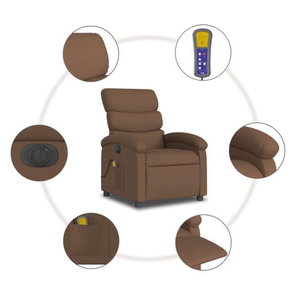 Elektrisk massagefåtölj brun tyg