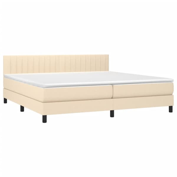 Ramsäng med madrass gräddvit 200x200 cm tyg