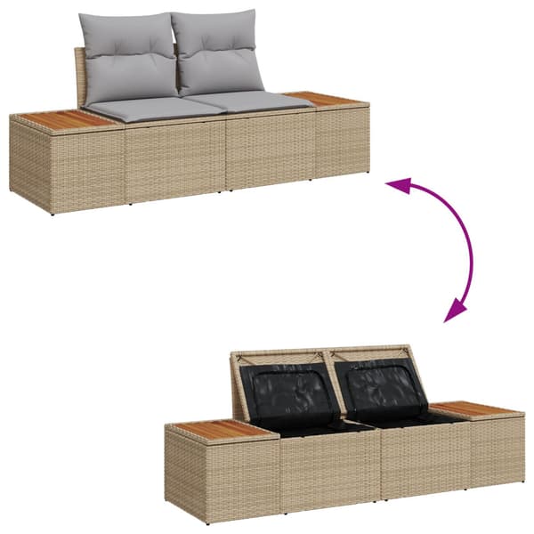 Trädgårdsoffset med lagring 7 pcs Beige Poly rattan