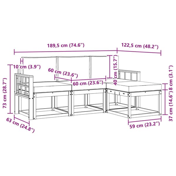 Utomhussoffset med kudde 4 pcs Naturlig och Beige