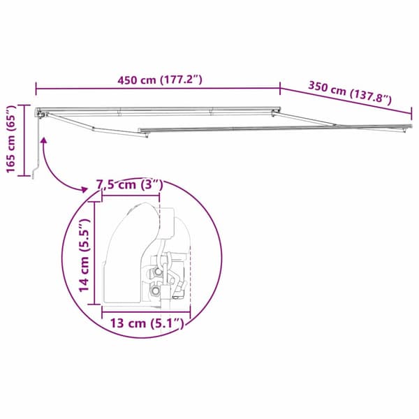 Utfällbar markis Flerfärgsdesign 450 × 350 cm