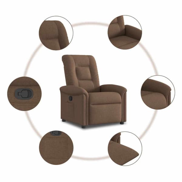 Reclinerfåtölj brun tyg