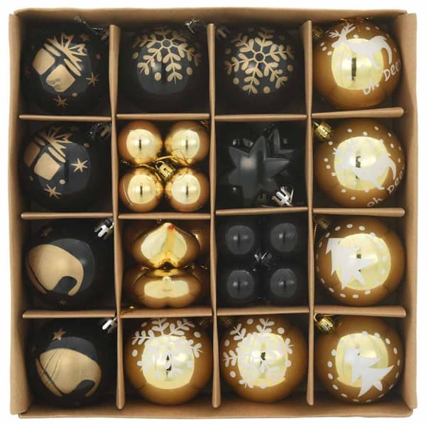 Julprydnad Set 40 pcs Svart och Guld Plast