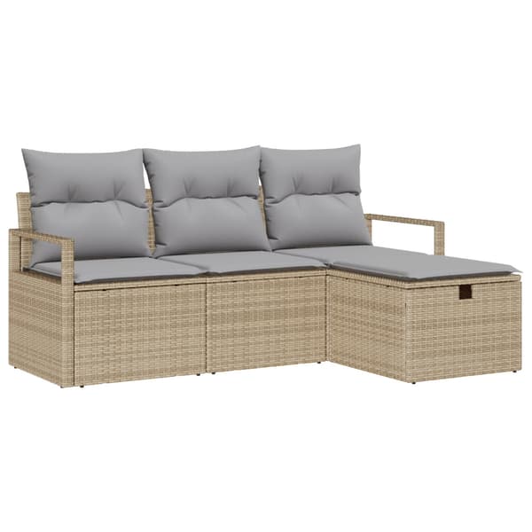 Soffset med kudde 4 pcs Beige och Ljusgrå konstrotting