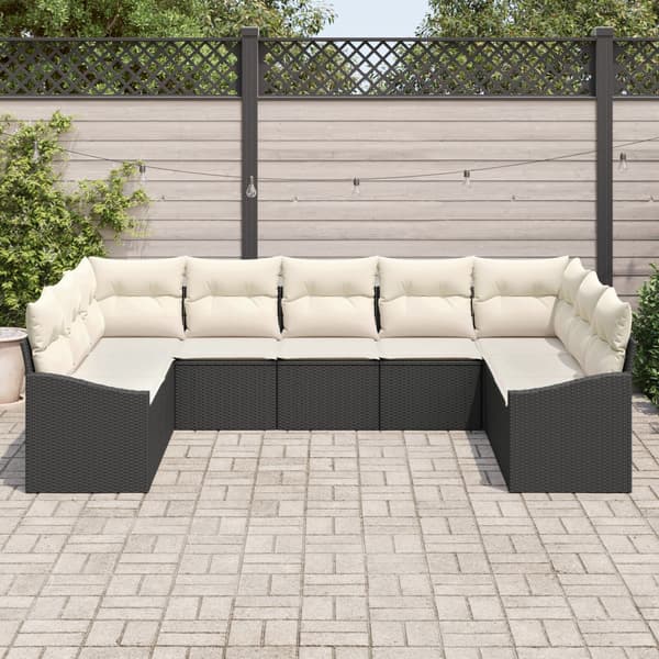 Soffset med kudde 9 pcs Svart konstrotting