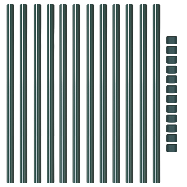 Stängselstolpe 12 pcs Grön 110 cm Pulverlackerad stål