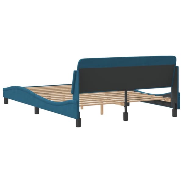 Bed Frame with Headboard "Dover" Blue 140x200 cm Velvet