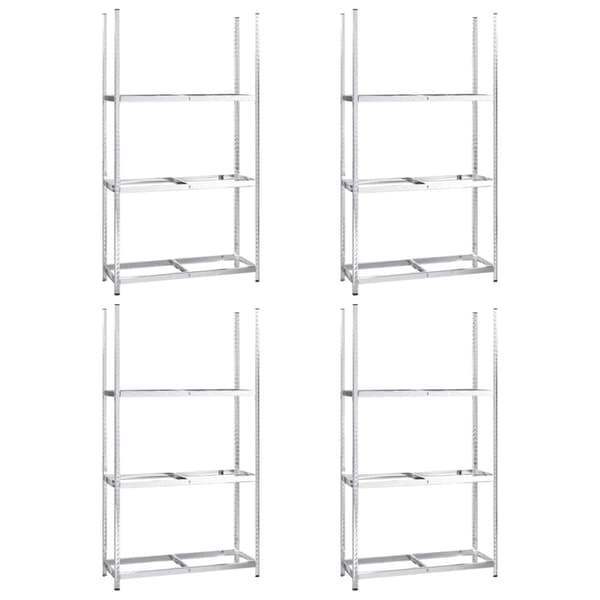 Däckställ 3 hyllplan silver 4 st 110x40x200 cm stål