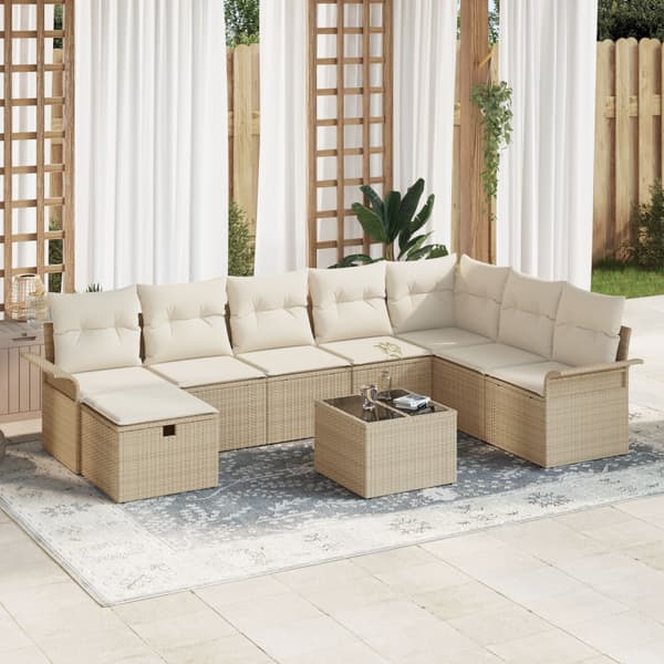 Trädgårdsoffset 9 st Poly rattan