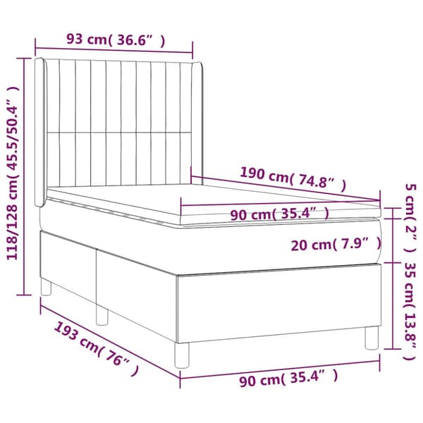 Ramsäng med madrass mörkgrön 90x190 cm sammet