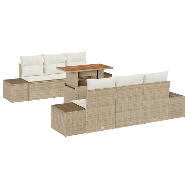 Trädgårdsoffset 7 st Beige konstrotting