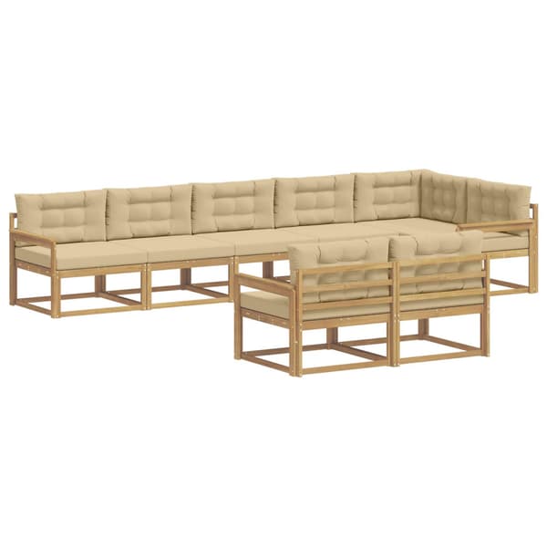 Utomhussoffset med kudde 6 pcs Vit och Beige Polyester