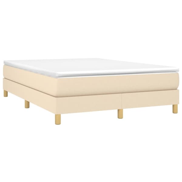 Boxspring-sängram gräddvit 140x190 cm tyg