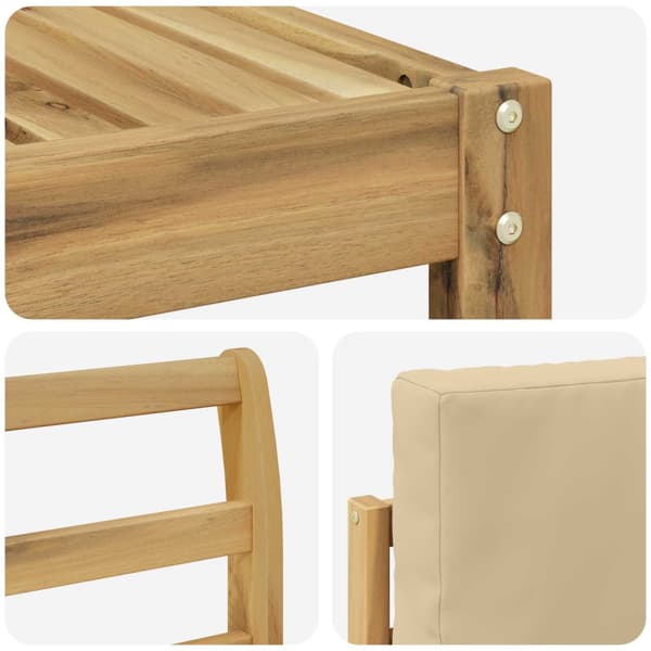 Utomhussoffset med kudde 7 pcs Vit och Beige Polyester