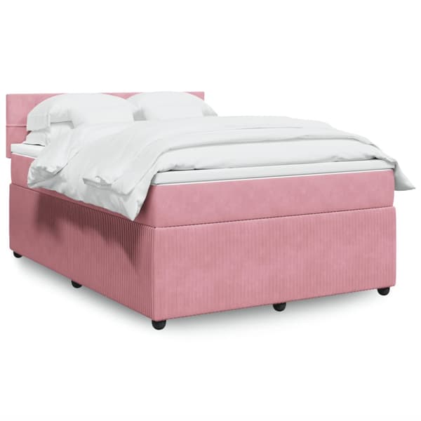 Ramsäng med madrass rosa 160x200 cm sammet