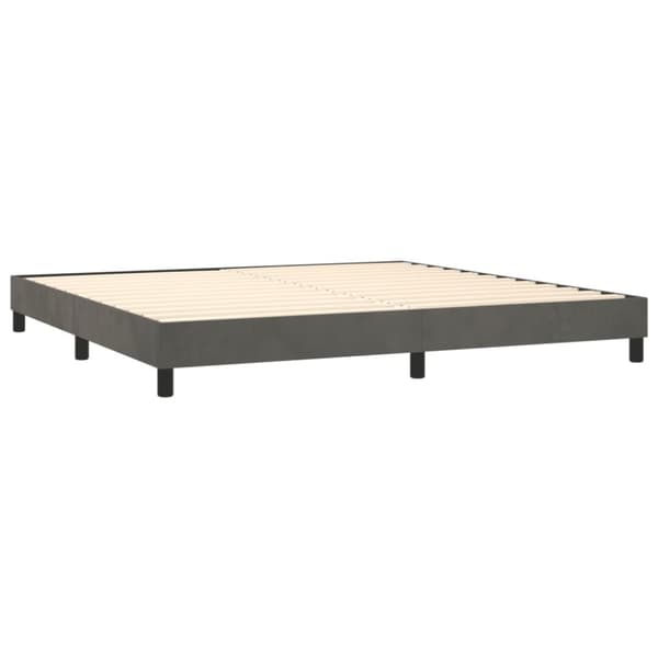 Ramsäng med madrass mörkgrå 200x200 cm sammet