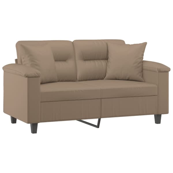 2-sits soffa med prydnadskuddar cappuccino 120 cm konstläder