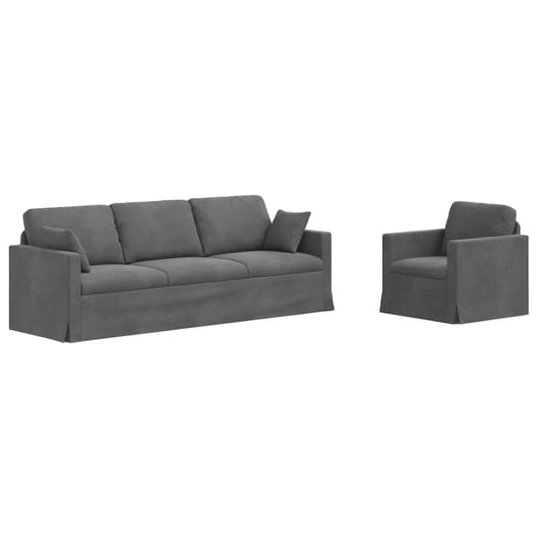 Soffset 2 pcs Mörkgrå 228 x 78 x 80 cm Sammet