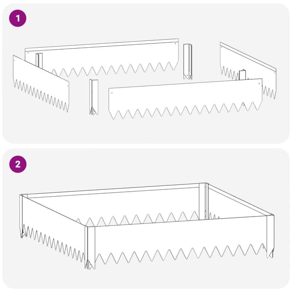 Kant för gräsmatta 4 pcs 100 x 100 x 20 cm Stål Silver